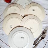 Old flat plates mismatched in earthenware