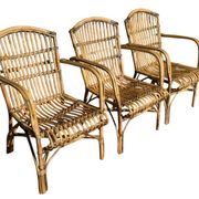 Set of 3 rattan armchairs from the 1970s France