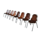 Set of eight mid-century leather dining chairs