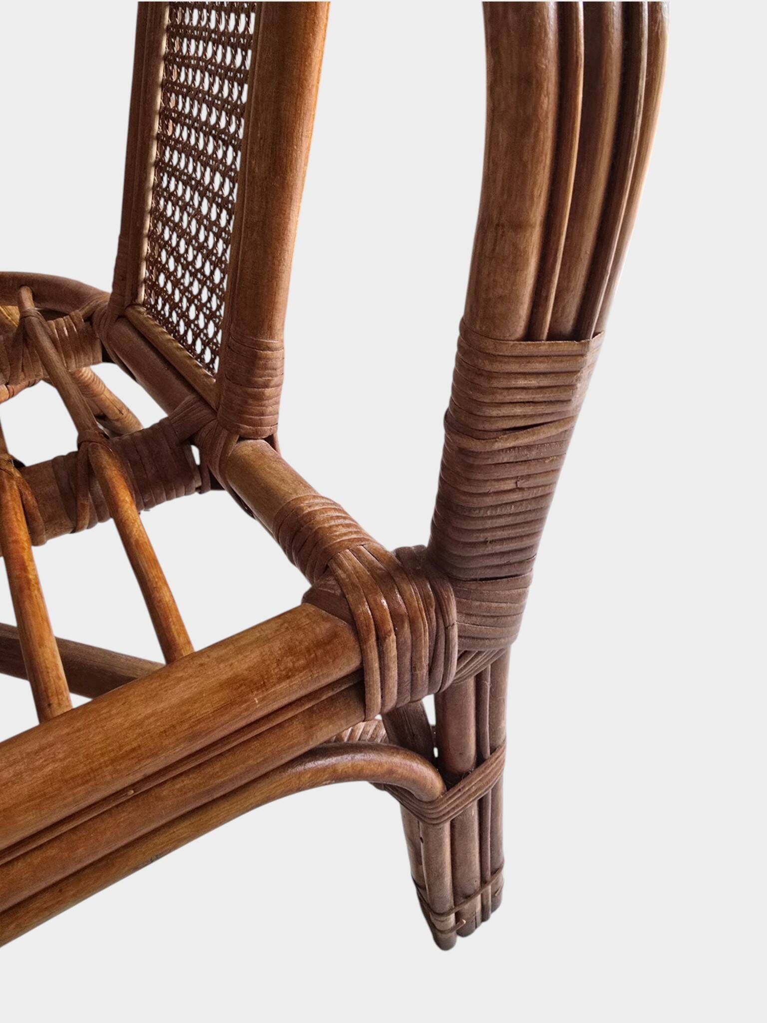 Pair of vintage rattan and cane armchairs – 1960s/70s Pair of f