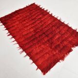 3x5 Wine Red Long Hairy Vintage Kilim Rug, 108x162Cm