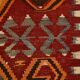 5x10 Red & Orange Geometric Vintage Kilim Rug,142x302Cm