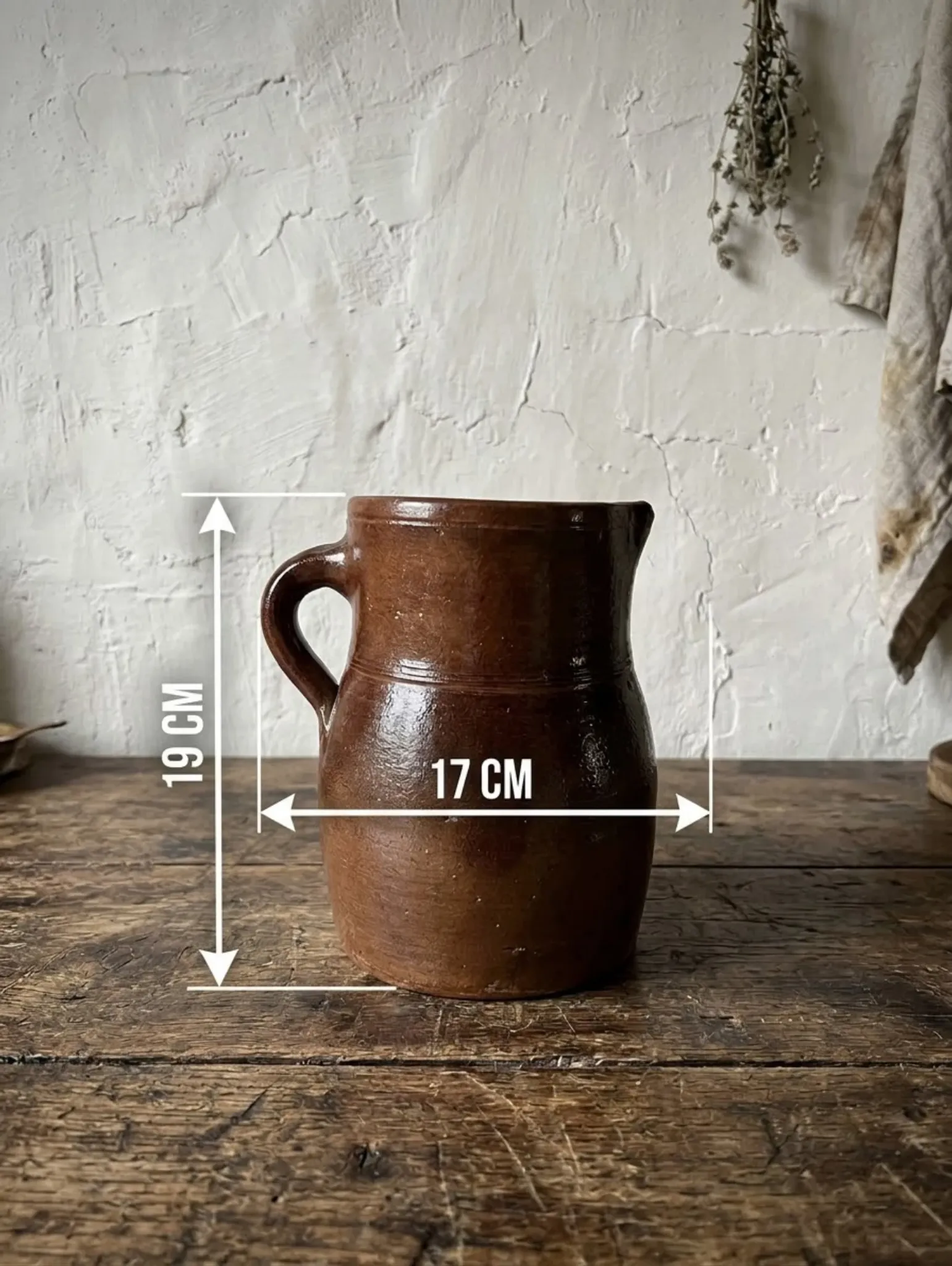 antique glazed stoneware jug / milk pot, late 19th century