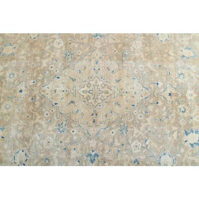 1970s Vintage Persian Handmade Wool Cotton Yellow Area Rug 280x381