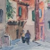 Tableau Aquarelle signée Vue sur la Cathédrale d'Albi
