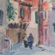 Signed watercolor painting View of Albi Cathedral