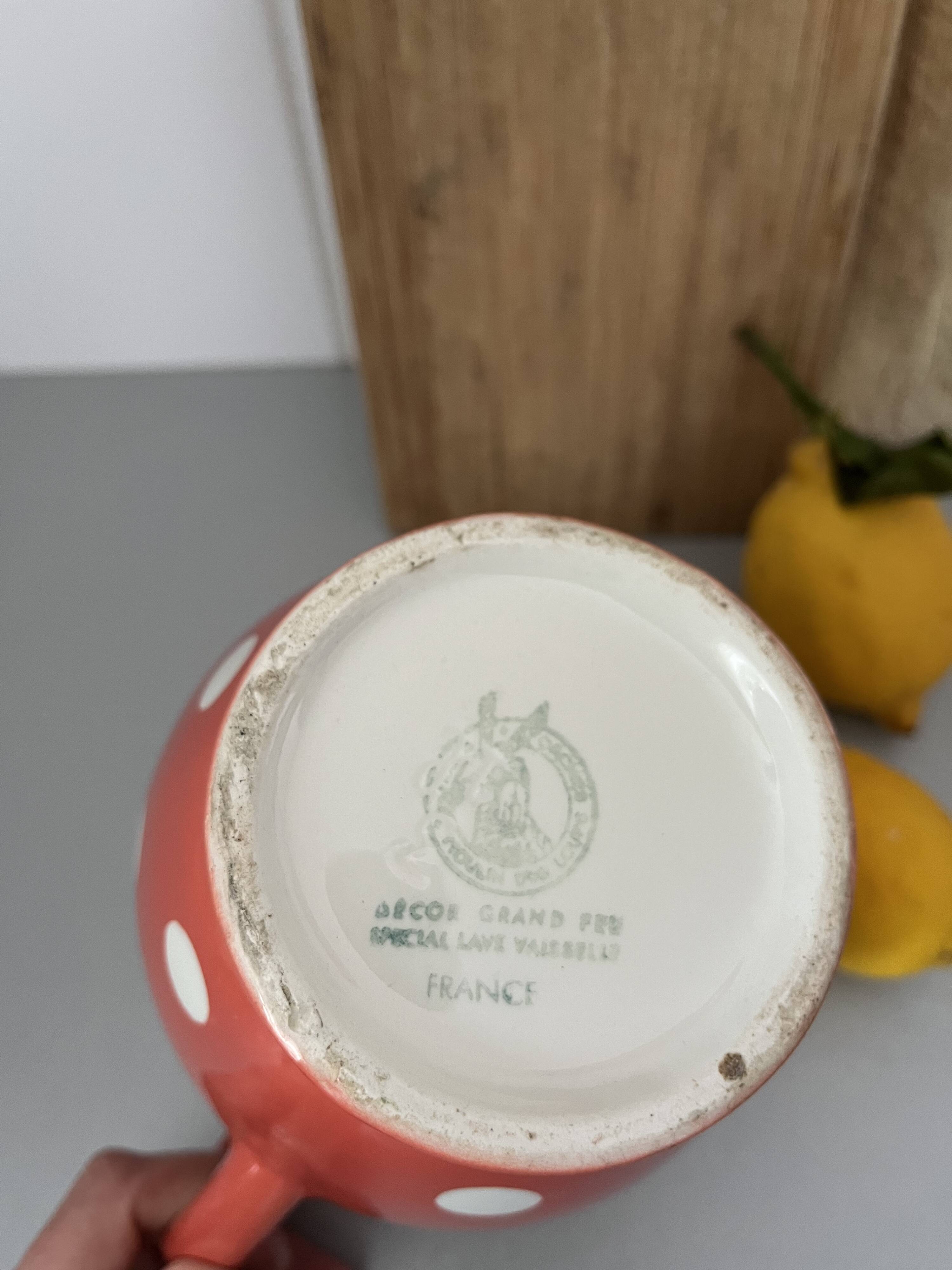 Moulin des Loups earthenware polka dot pitcher