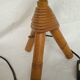 Vintage rattan table lamp – Tripod – Original porcelain socket –