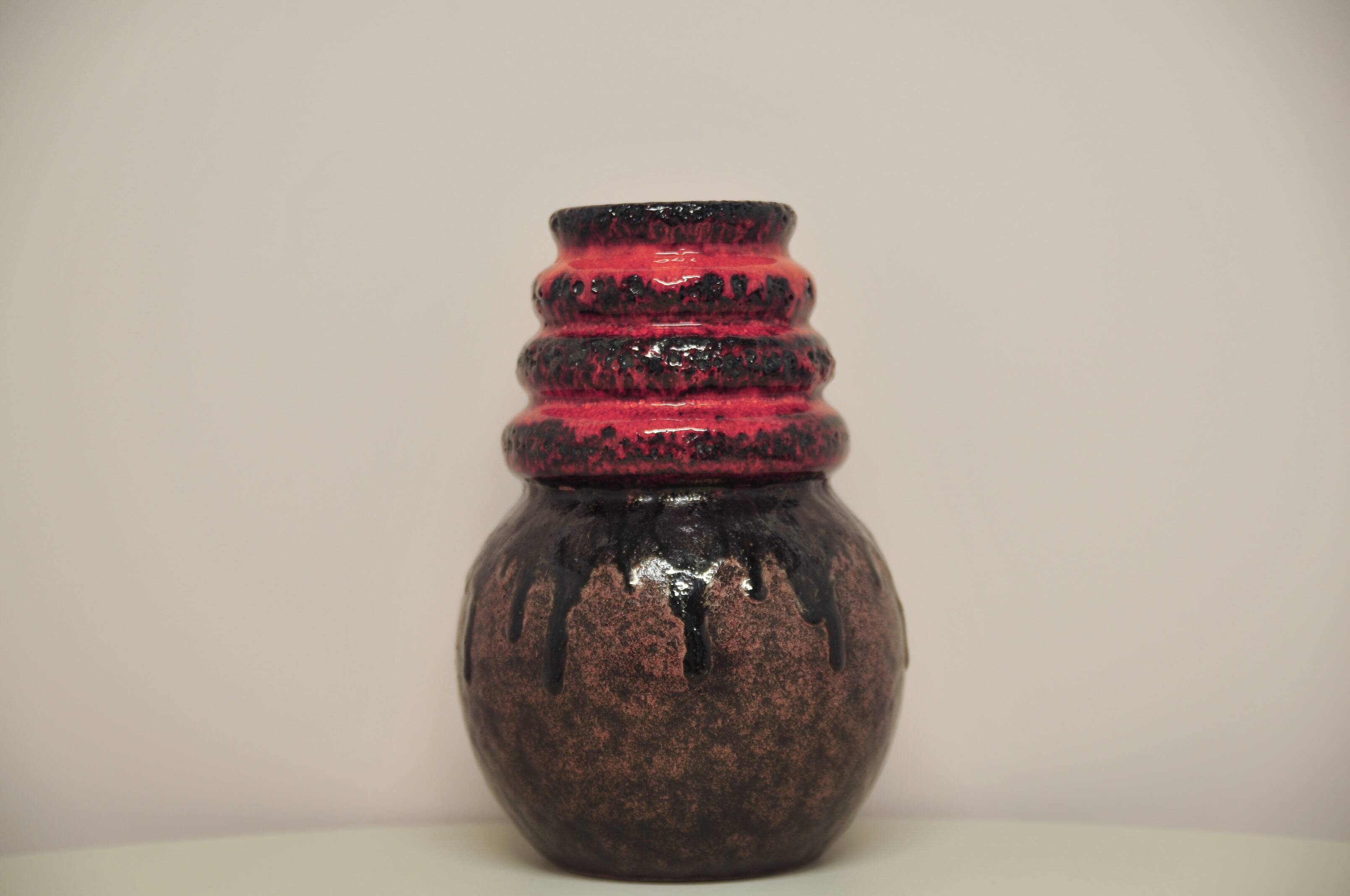 vintage red & brown Fatlava West Germany vase Scheurich
