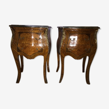 Pair of Louis XV style inlaid bedside tables