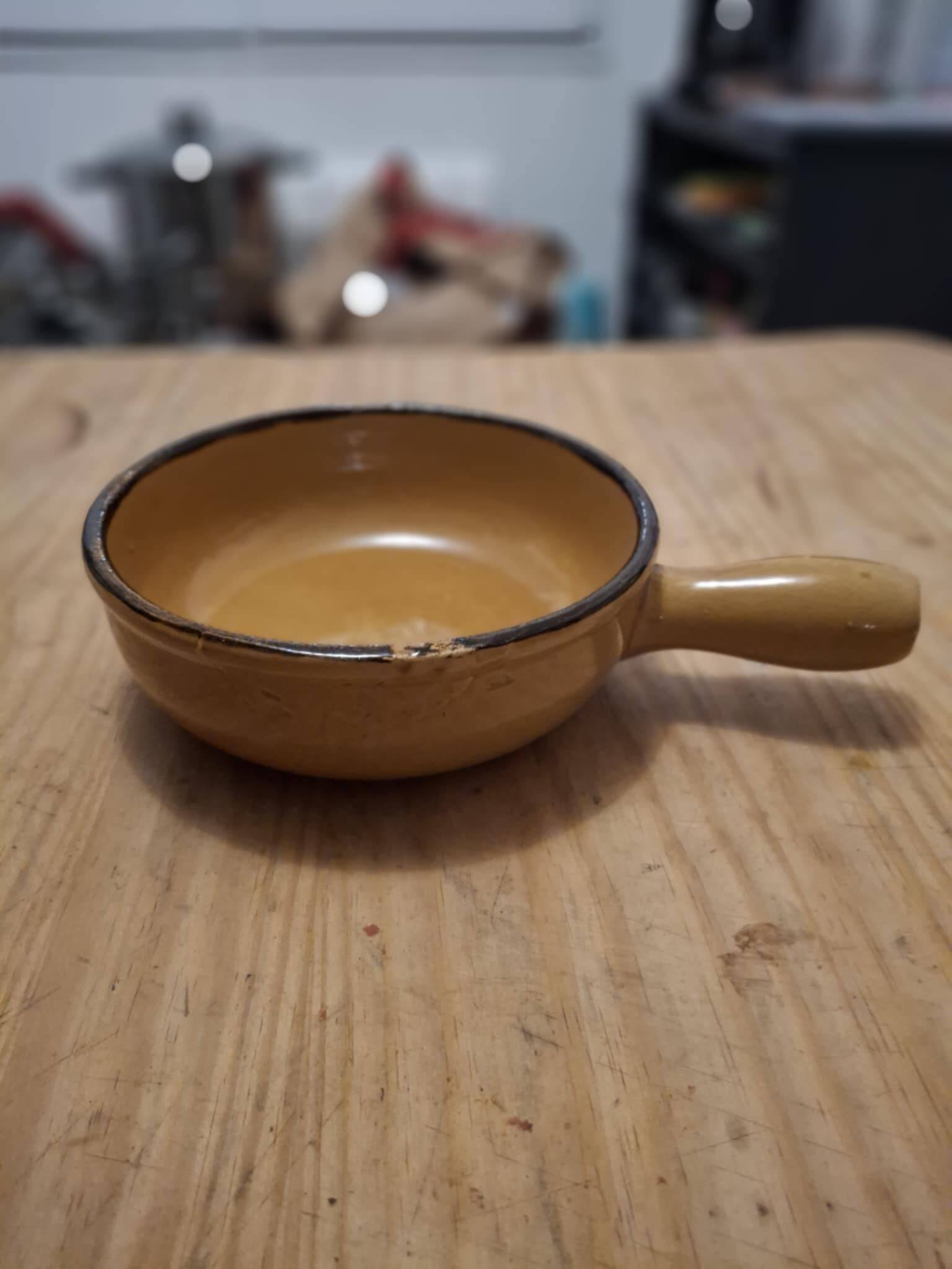 Vintage glazed terracotta casserole La Bourguignonne France