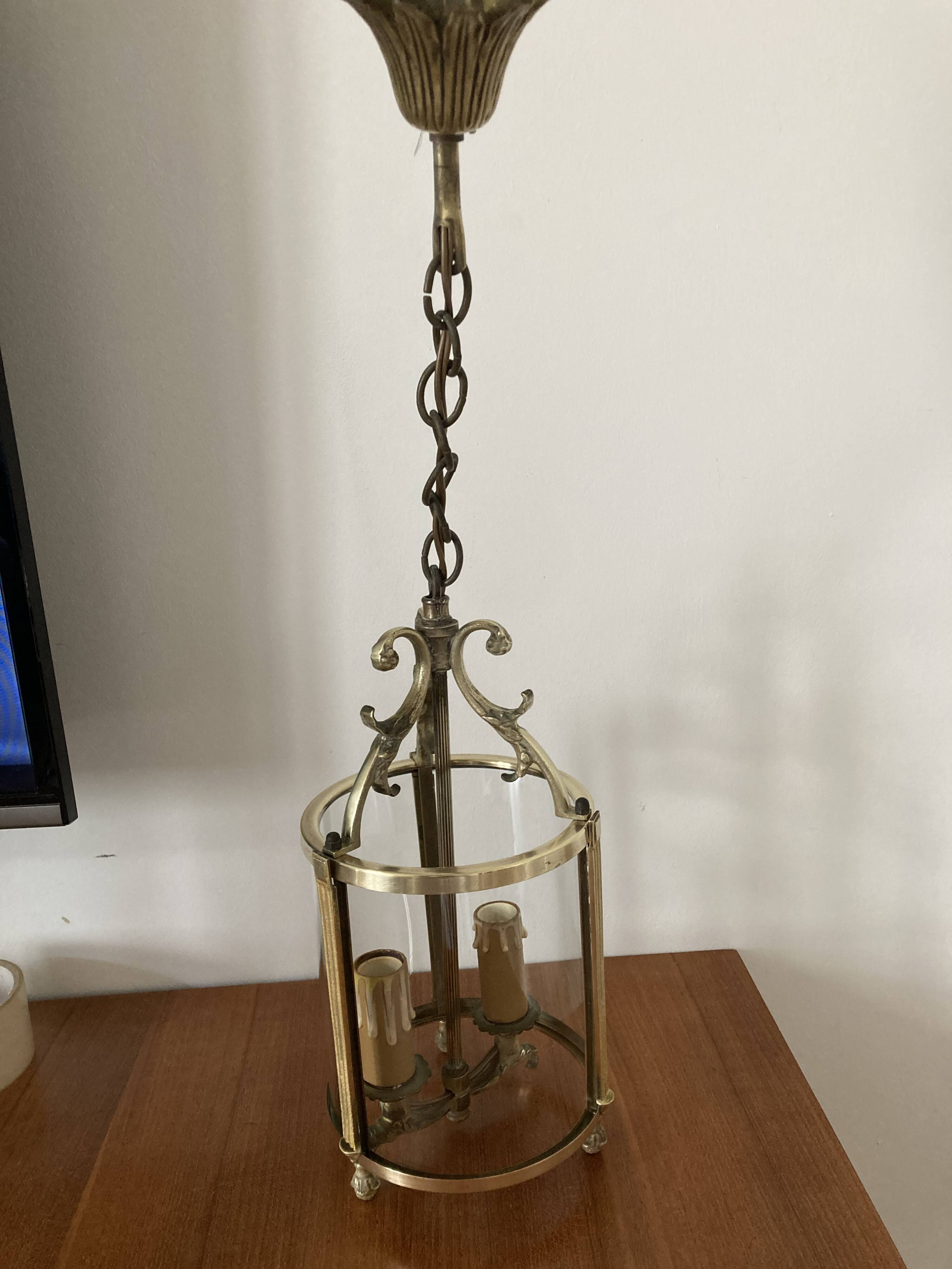 Vestibule lantern, gilded bronze, Louis XVI style