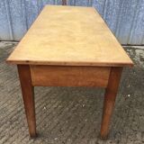 Antique solid cherry farmhouse table with 2 front drawers.
