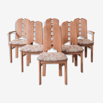Ensemble de six chaises de salle à manger danoises en pin du milieu du siècle