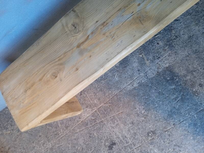 Bench 120 cm old solid wood with patina