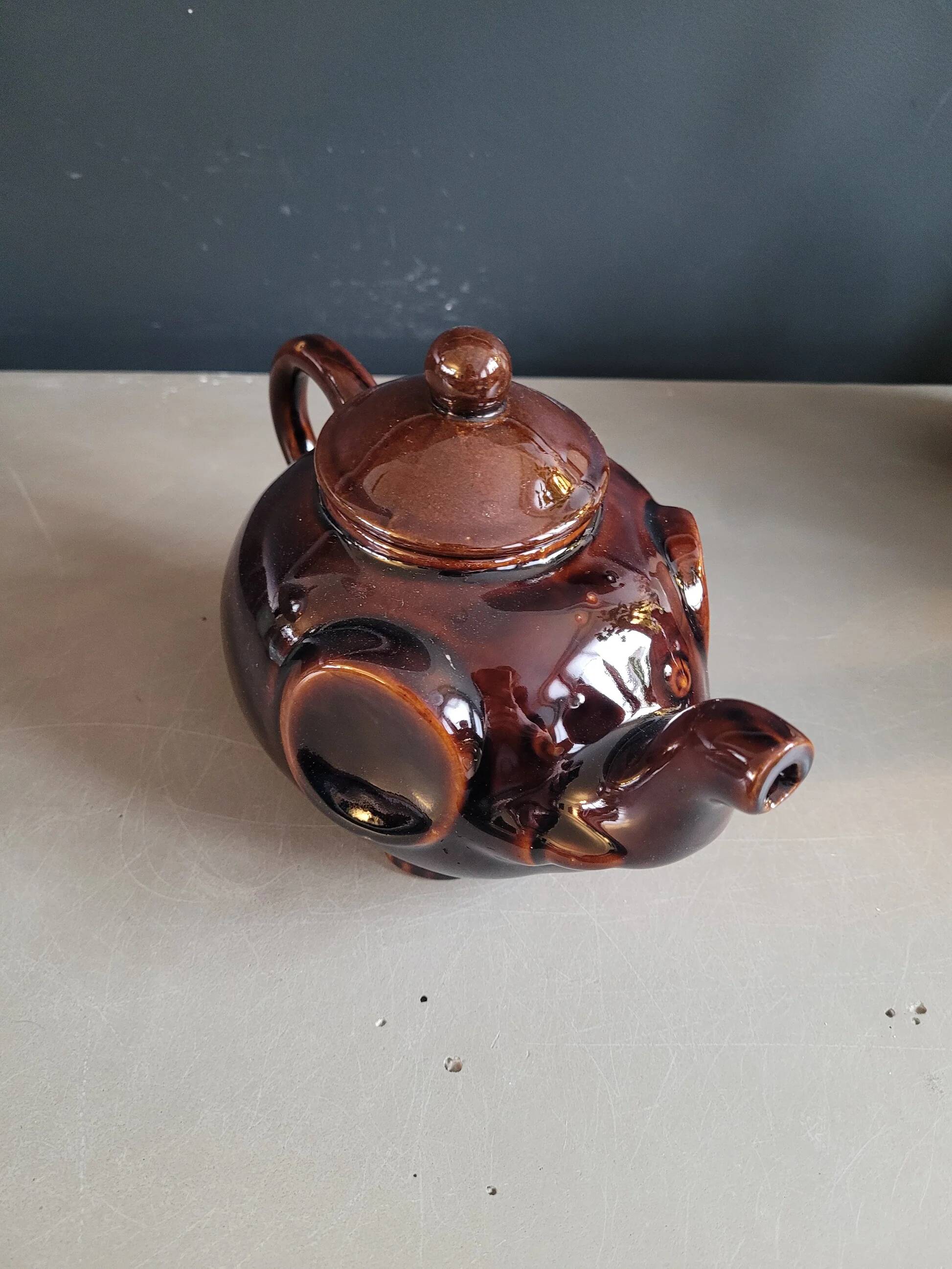 Brown porcelain elephant teapot