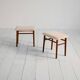 Scandinavian teak stools with sheepskin seat, 1960s