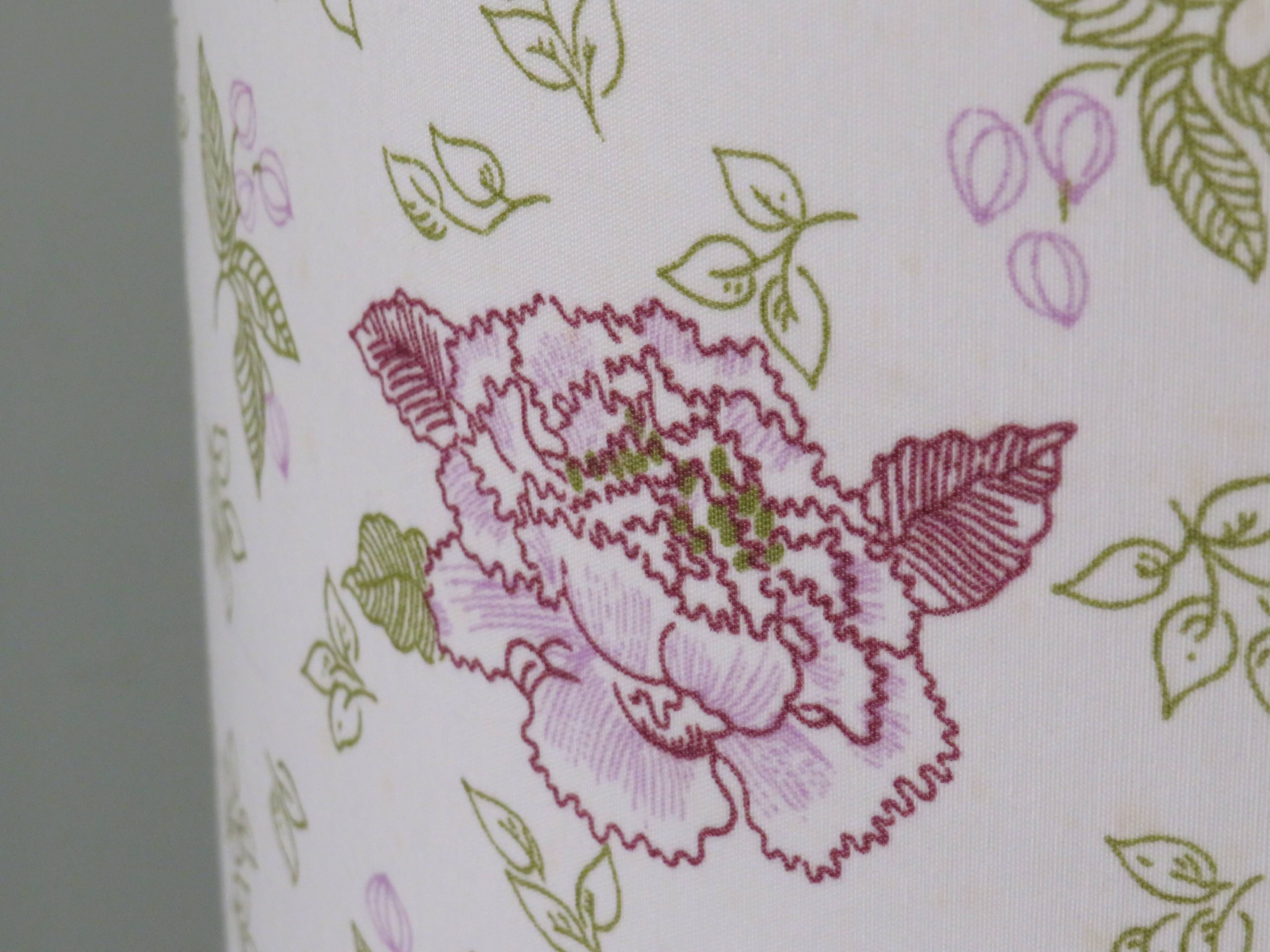 Celadon-colored cracked ceramic table lamp with new personalized lampshade.