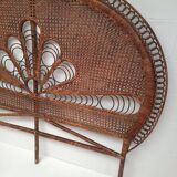 Vintage peacock rattan headboard