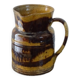 Cruche ancienne en céramique française de Dieulefit, à glace brune