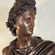 Bronze patina bust medal, Apollo of the Belvedere, bronzier Luppens, 19th century