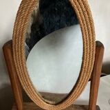 Produit BHV  Miroir de table en corde et bois brut 1970