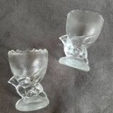 Pressed glass egg cup set