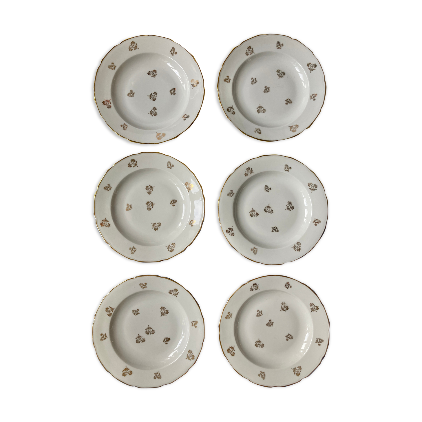 Lot 6 hollow plates, white Limoges porcelain