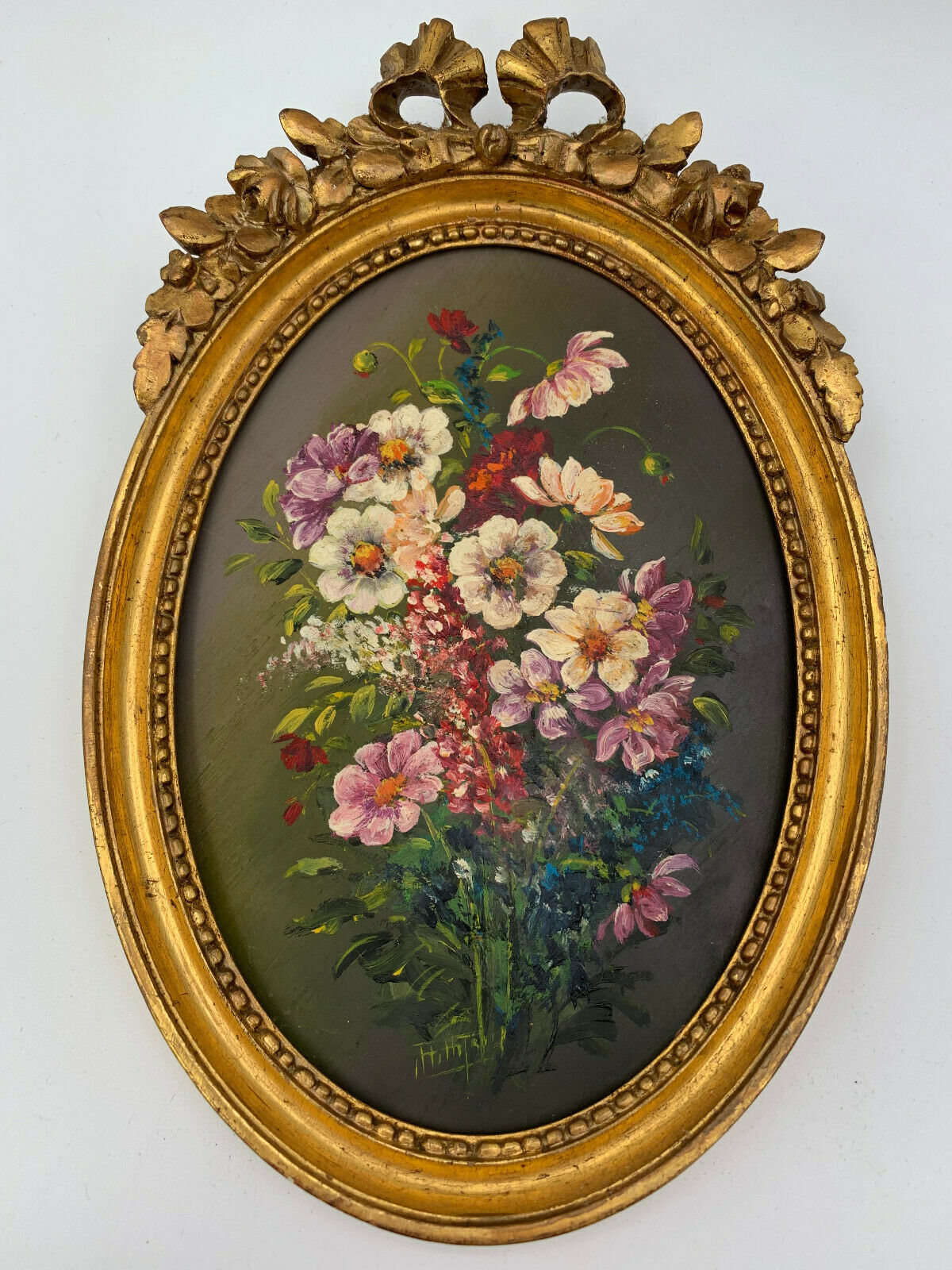 Lot miniature paintings floral decoration 1920