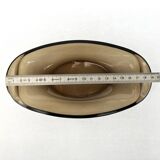 Set of 5 small oval eared dishes in amber and smoked tempered glass