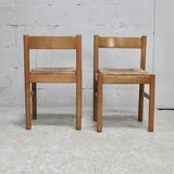 Pair of straw chairs. France, circa 1960