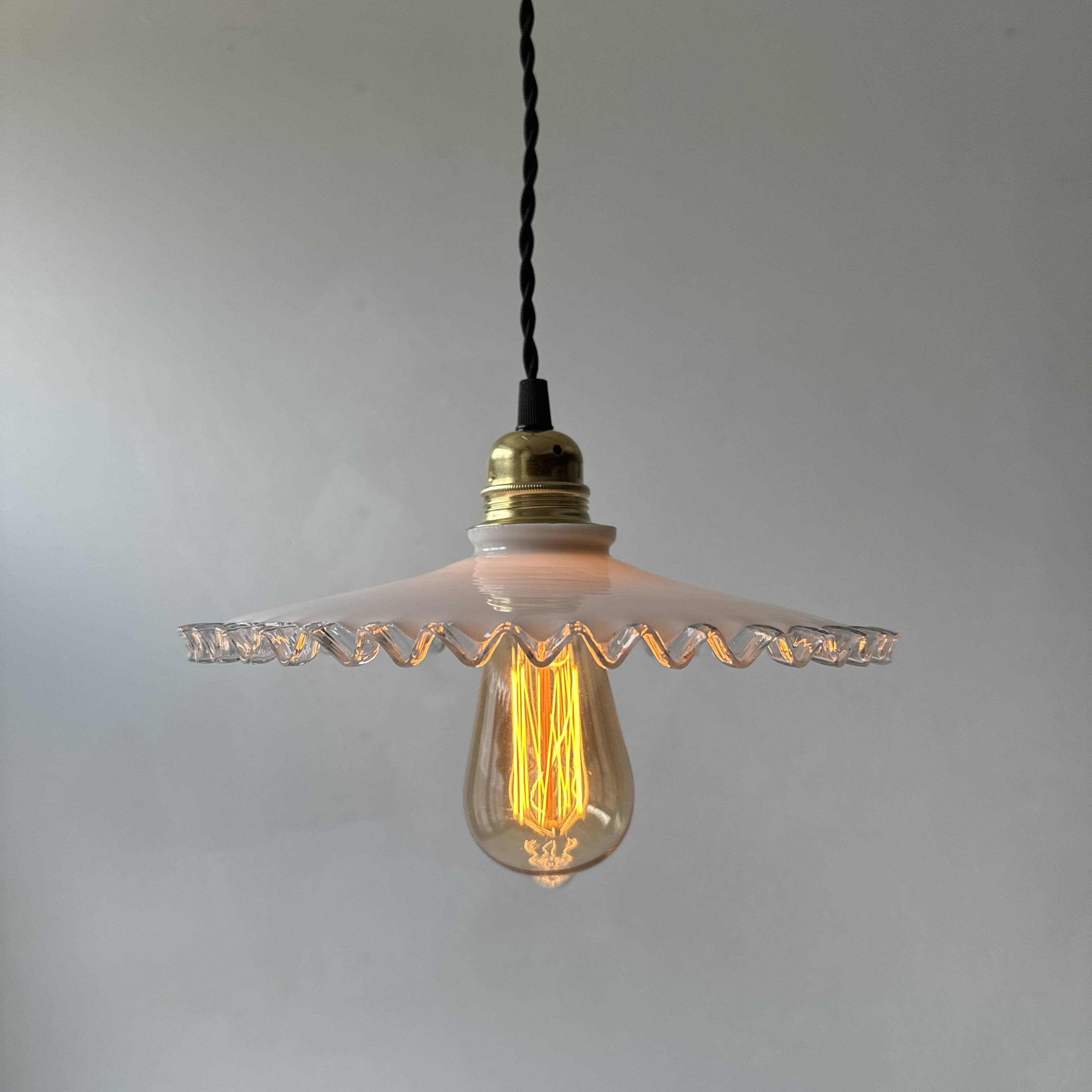 Antique vintage opaline lace pendant light 25 cm