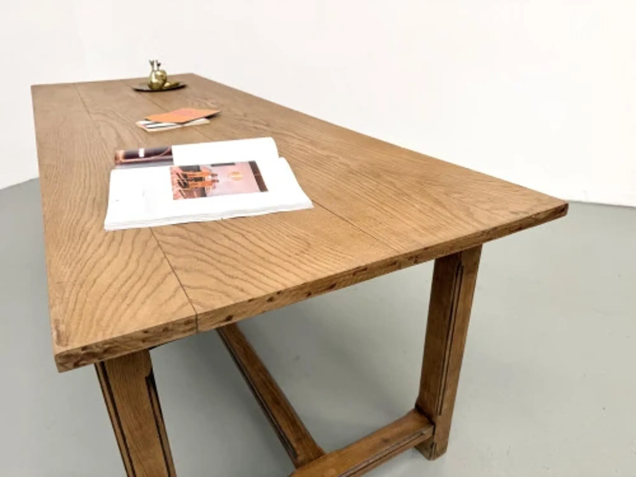 Solid oak farmhouse table, 1970s