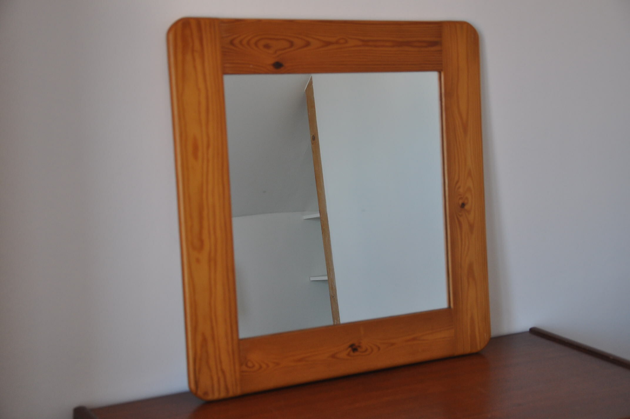 Wooden mirror 70s pine
