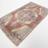 4x7 Shades Of Red Beige Oriental Vintage Rug, 126x220Cm SK 2638