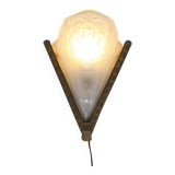 French Art Deco wall scone with frosted molded-pressed glass shade, 1920s