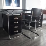 Black lacquered desktop Petr Vichr for Konova Bauhaus Ttchecoslovaque 1930 s