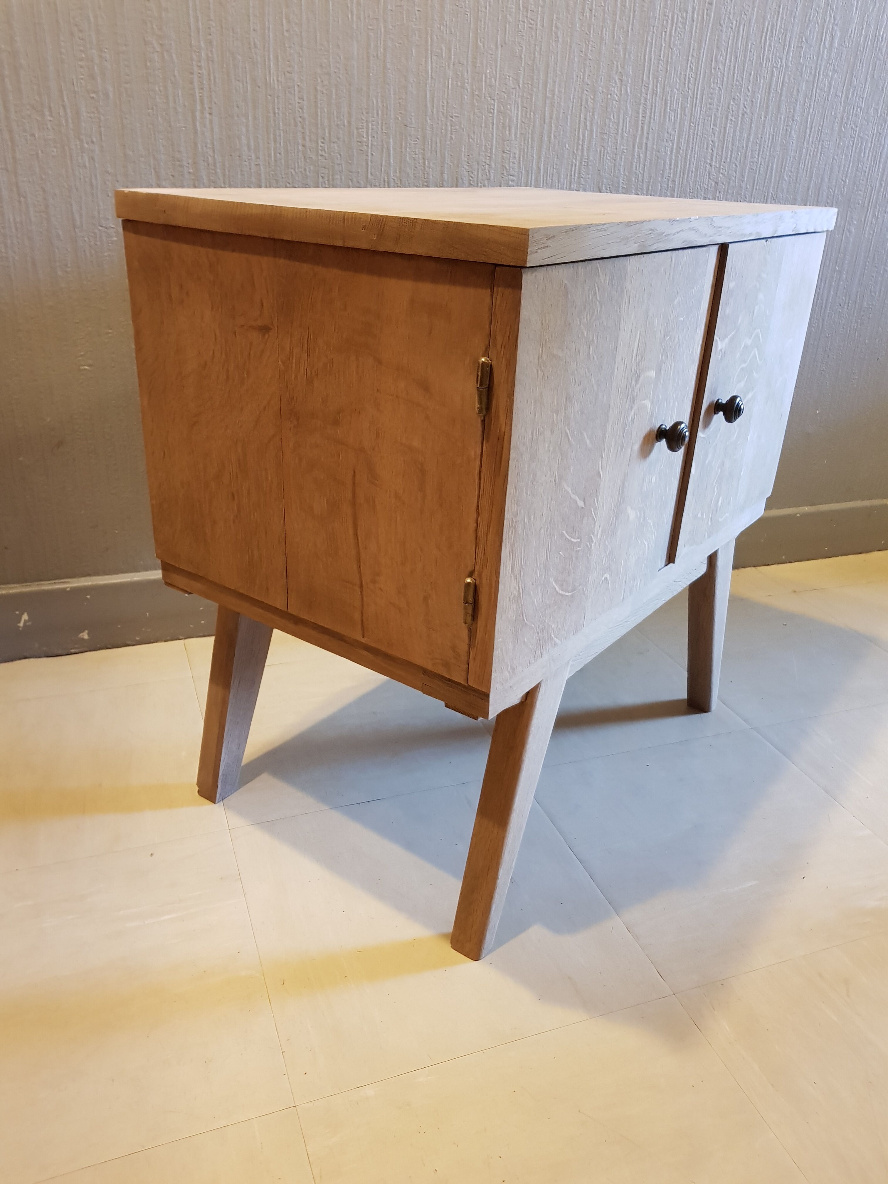 Vintage bedside furniture Scandinavian feet compass