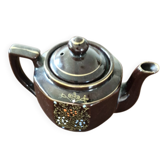 Théière Japonaise Traditionnelle en Céramique Émaillée – Décor Floral Doré