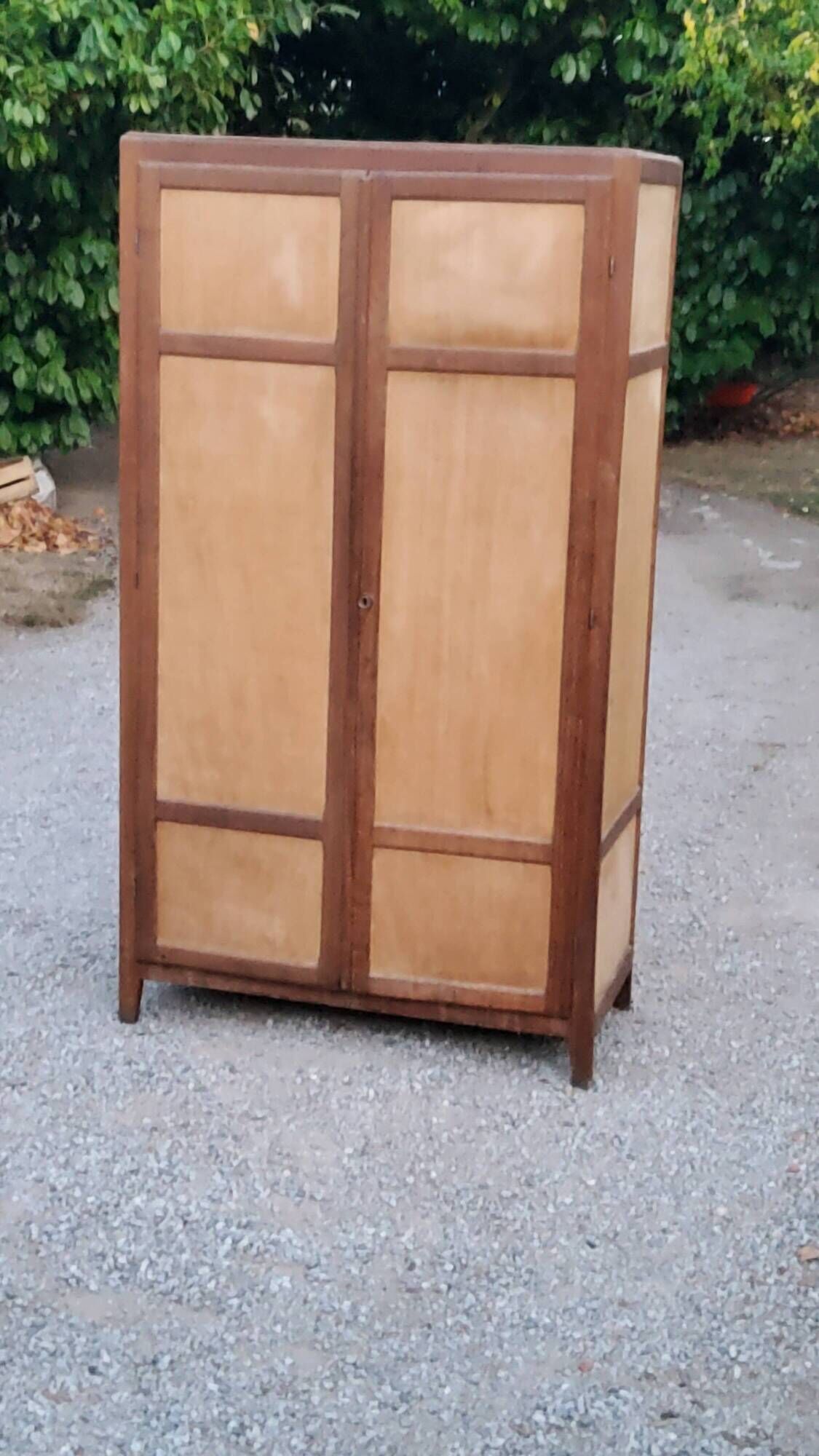 Parisian 2-door wardrobe in oak and poplar from the 1950s