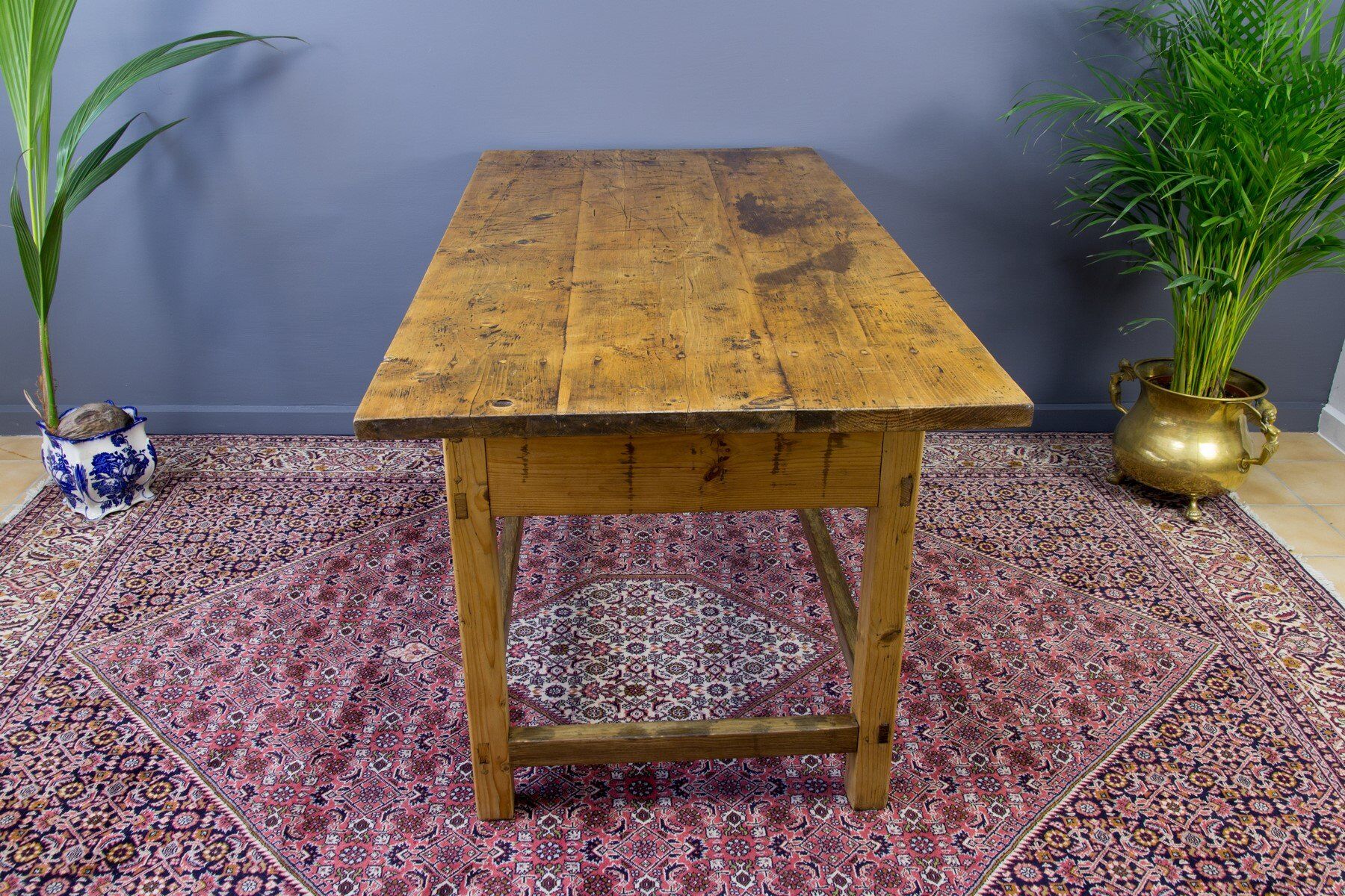 Vintage Rustic Baltic Pine Dining Table, 1930s