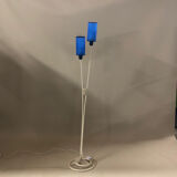 Lampadaire blanc abat-jour bleu années 1960