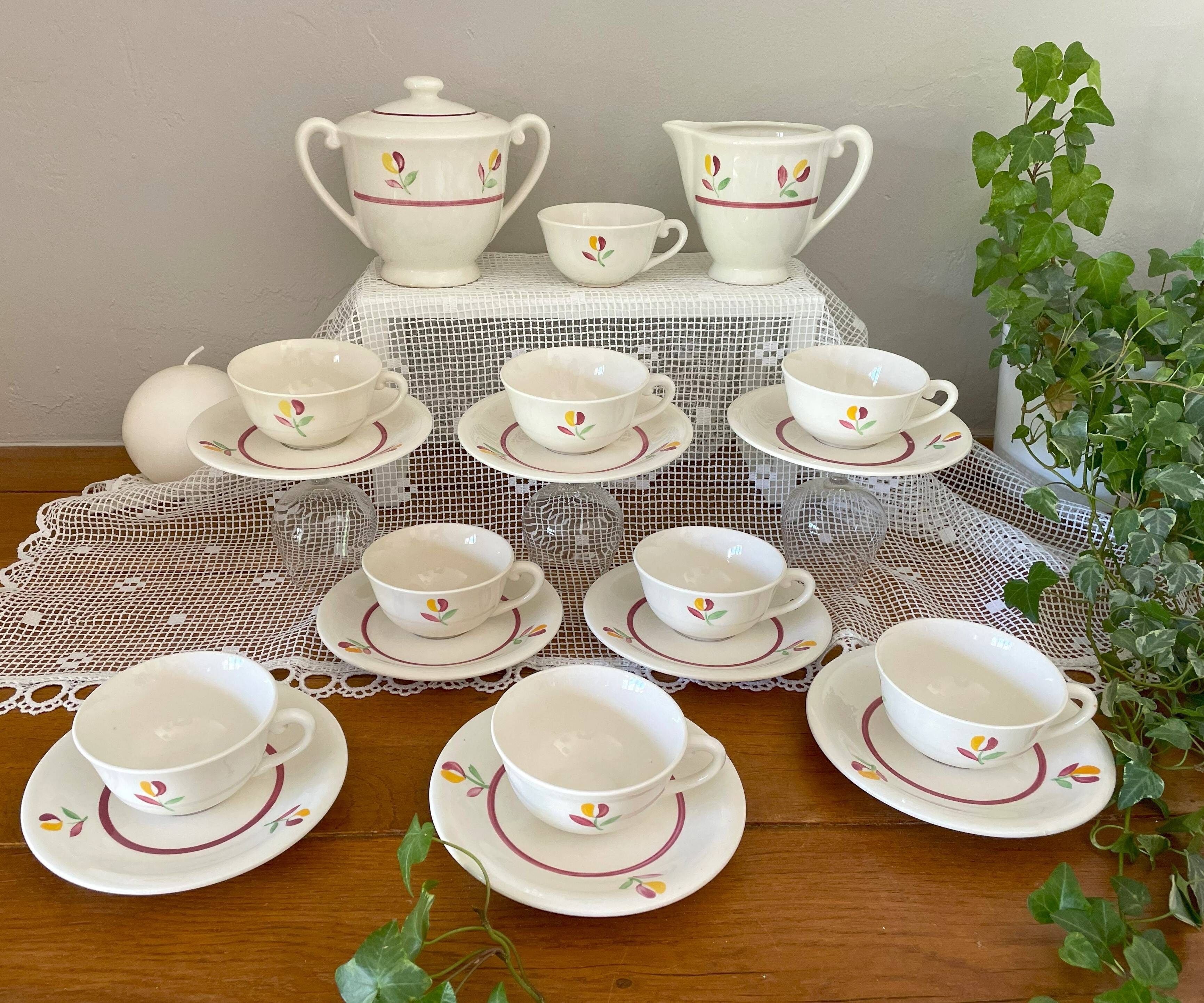 Antique earthenware coffee service from GIEN