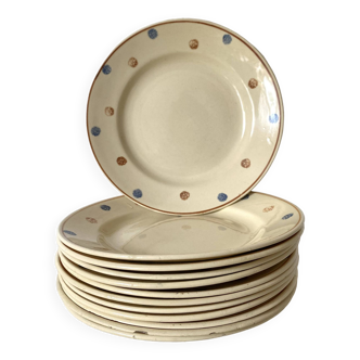 Old dinner plates with polka dots Sarreguemines