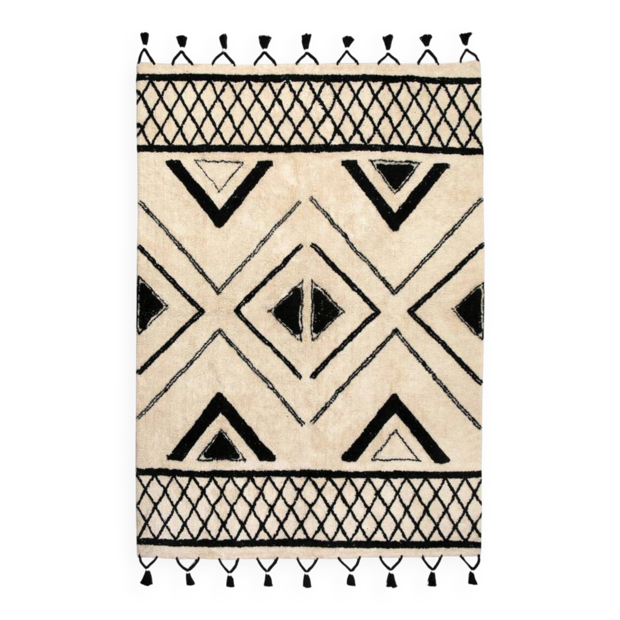 Berber rug 160 x 230 cm white and black