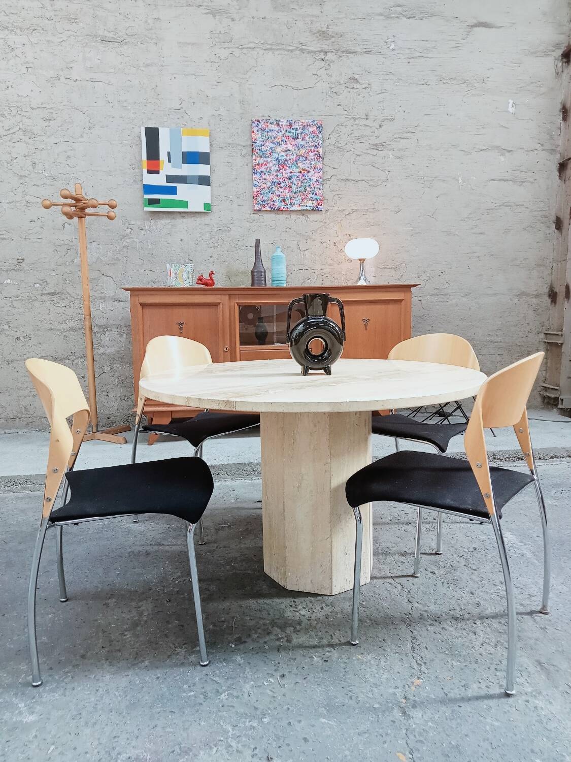 Travertine round table