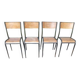 Série de 4 chaises vintage en fer et métal