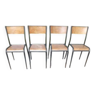 Série de 4 chaises vintage en fer et métal