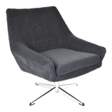 Mid-century armchair Shell, Deutsche Democratic Republic, DDR, 1960s, Black Cord, Chrome