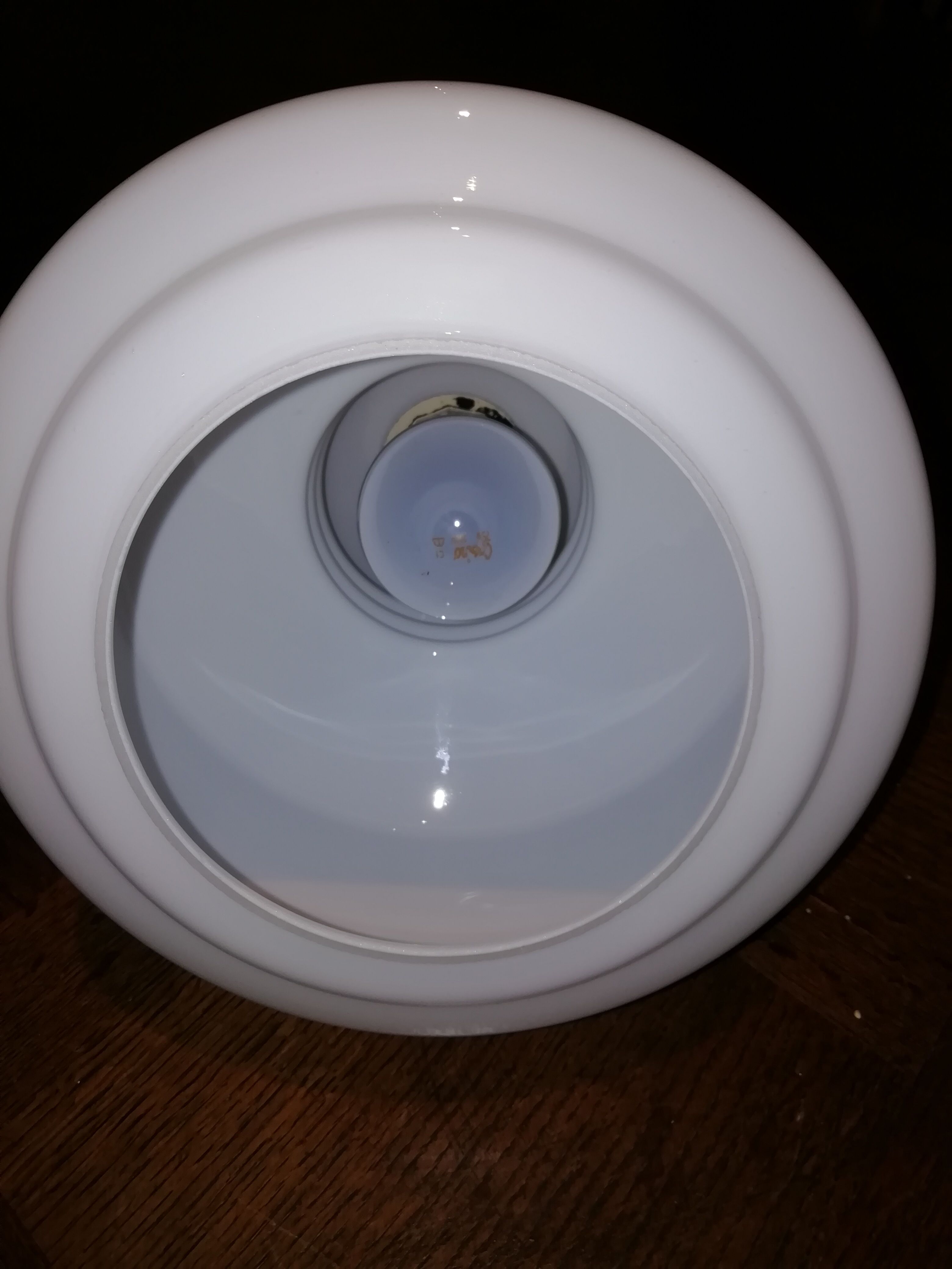 White opaline hanging lamp 70s